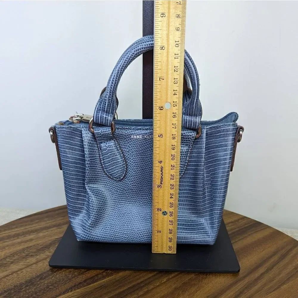 Anne Klein Women's Slate Lizard-Embossed Mini Convertible Satchel - Picture 10 of 14